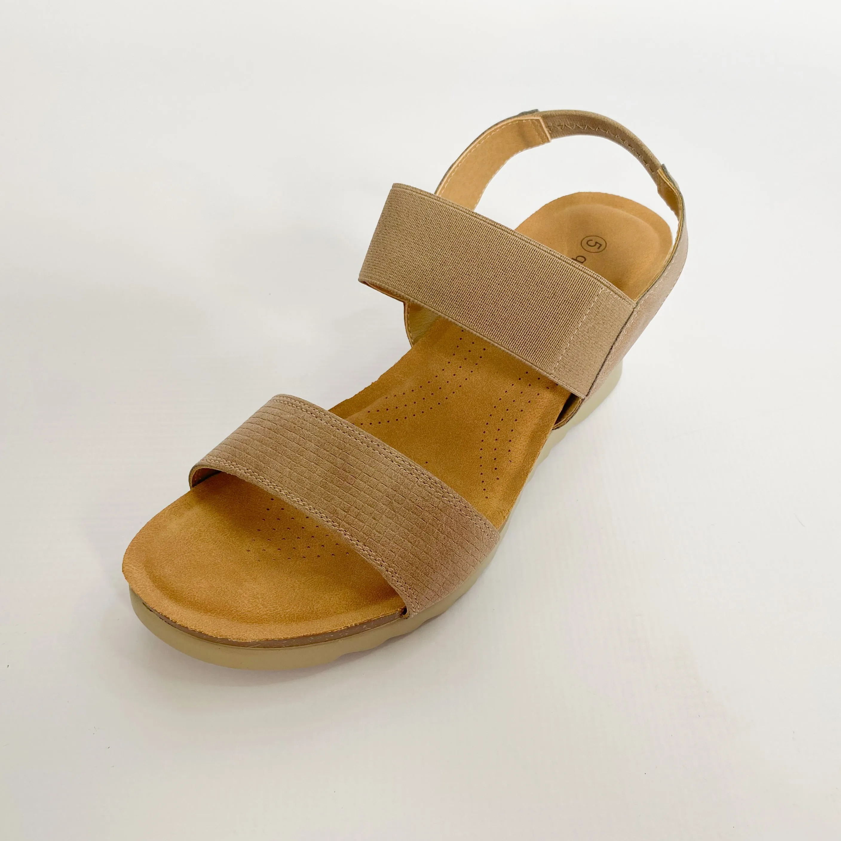 Queue taupe elasticated wedge