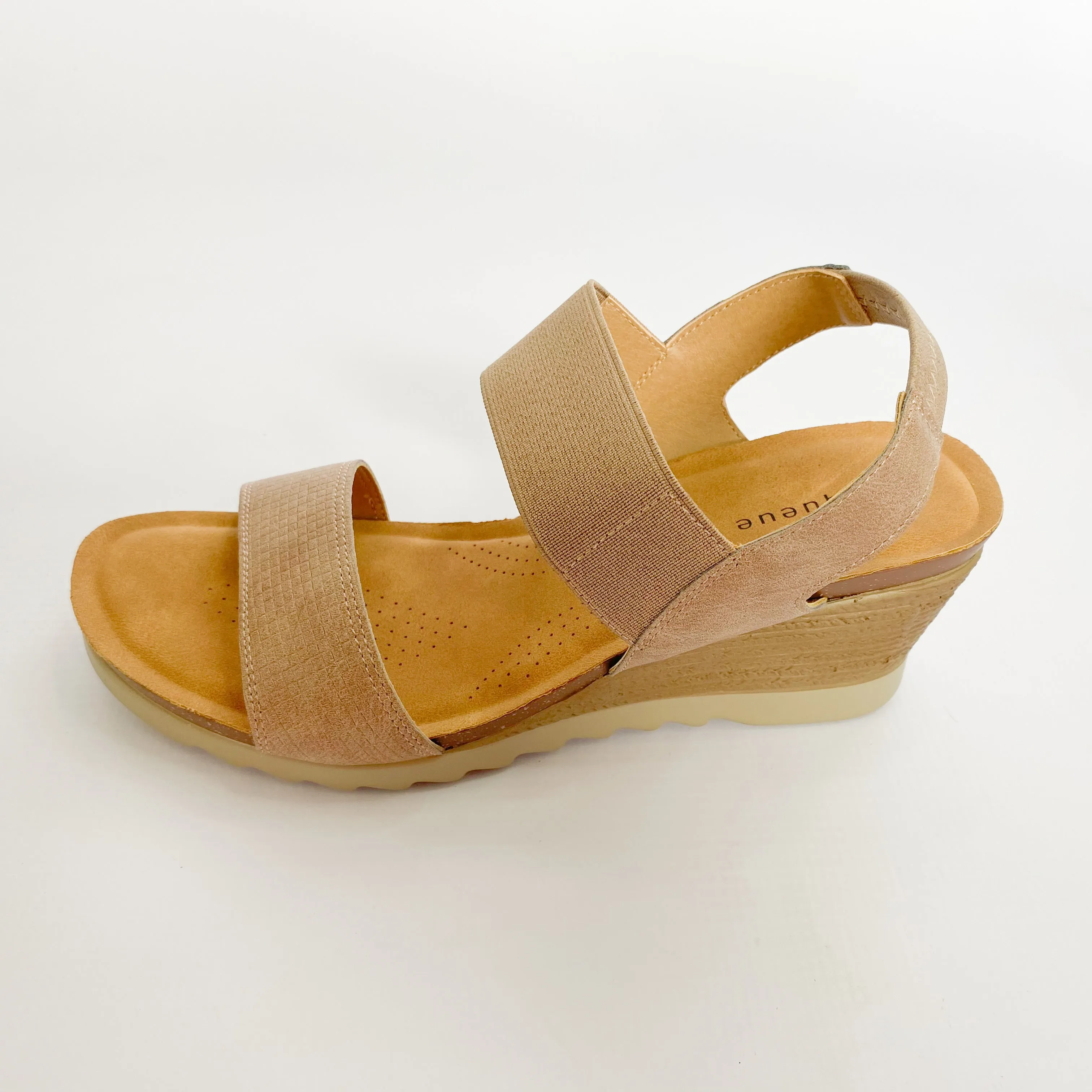 Queue taupe elasticated wedge