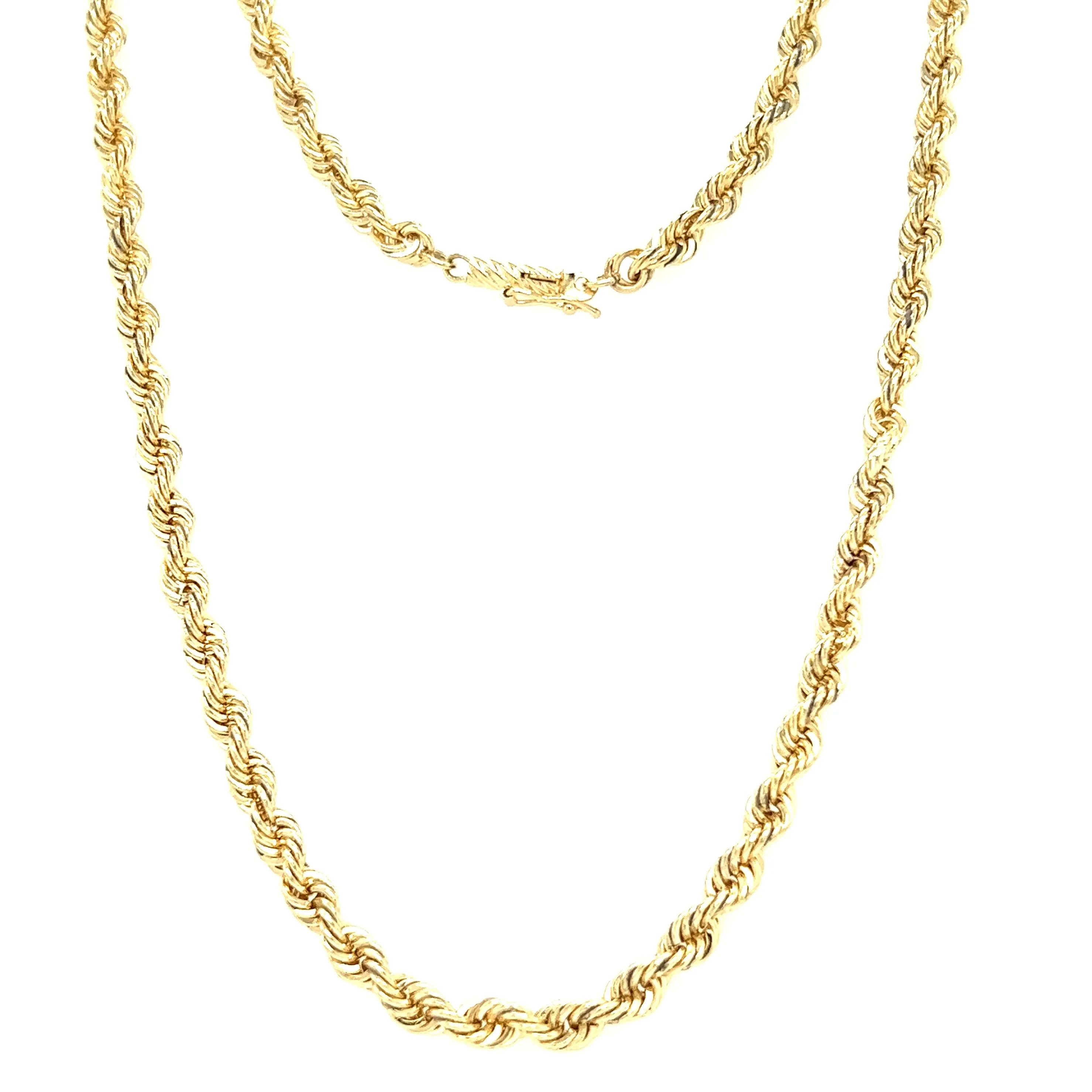 Rope Chain 4mm with 24in of Length in 14K Yellow Gold