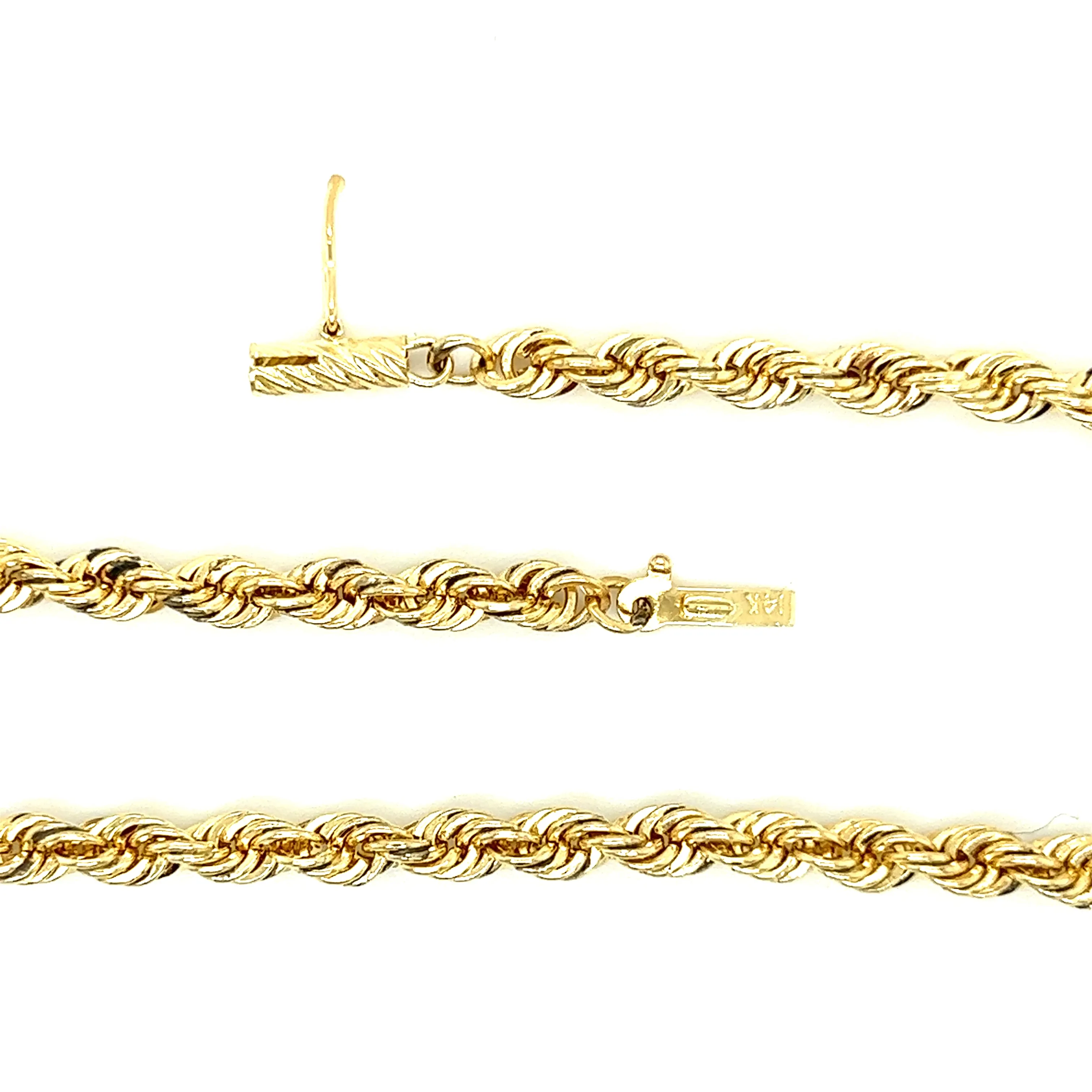 Rope Chain 4mm with 24in of Length in 14K Yellow Gold