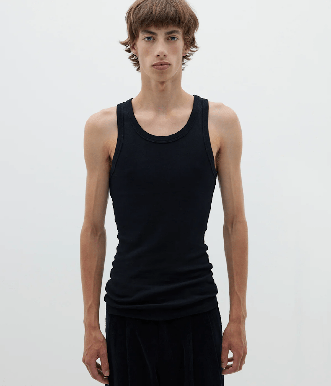 SLIM SUPERFINE RIB TANK- BLACK