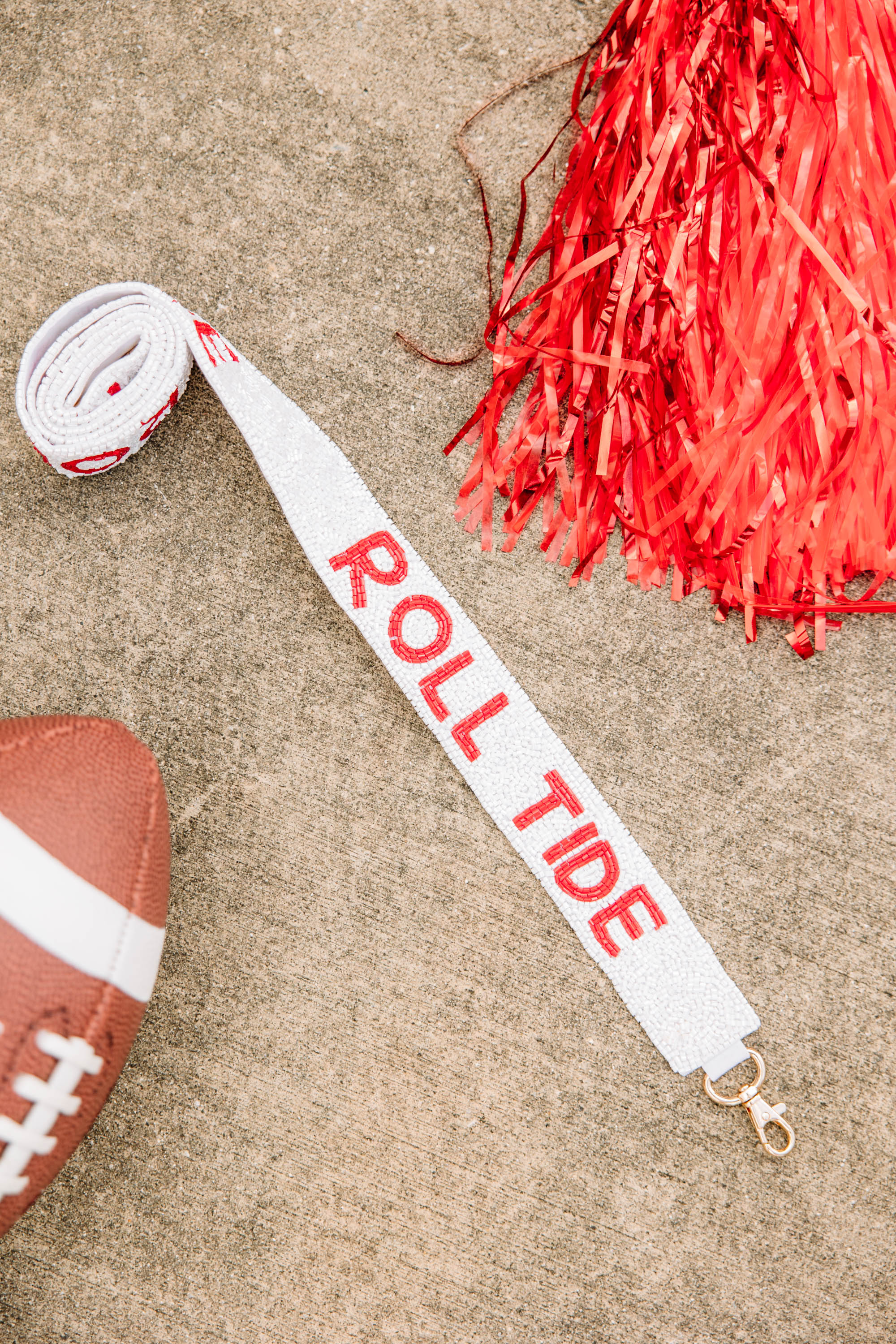 Treasure Jewels: Gameday White & Crimson Beaded Purse Strap