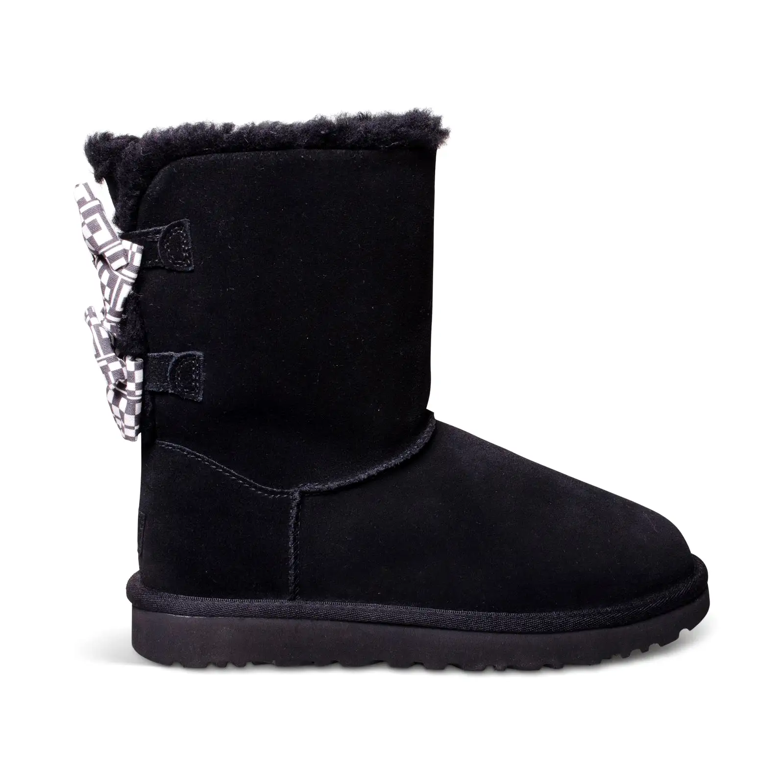 UGG Bailey Bow Checker Black Boots - Women's