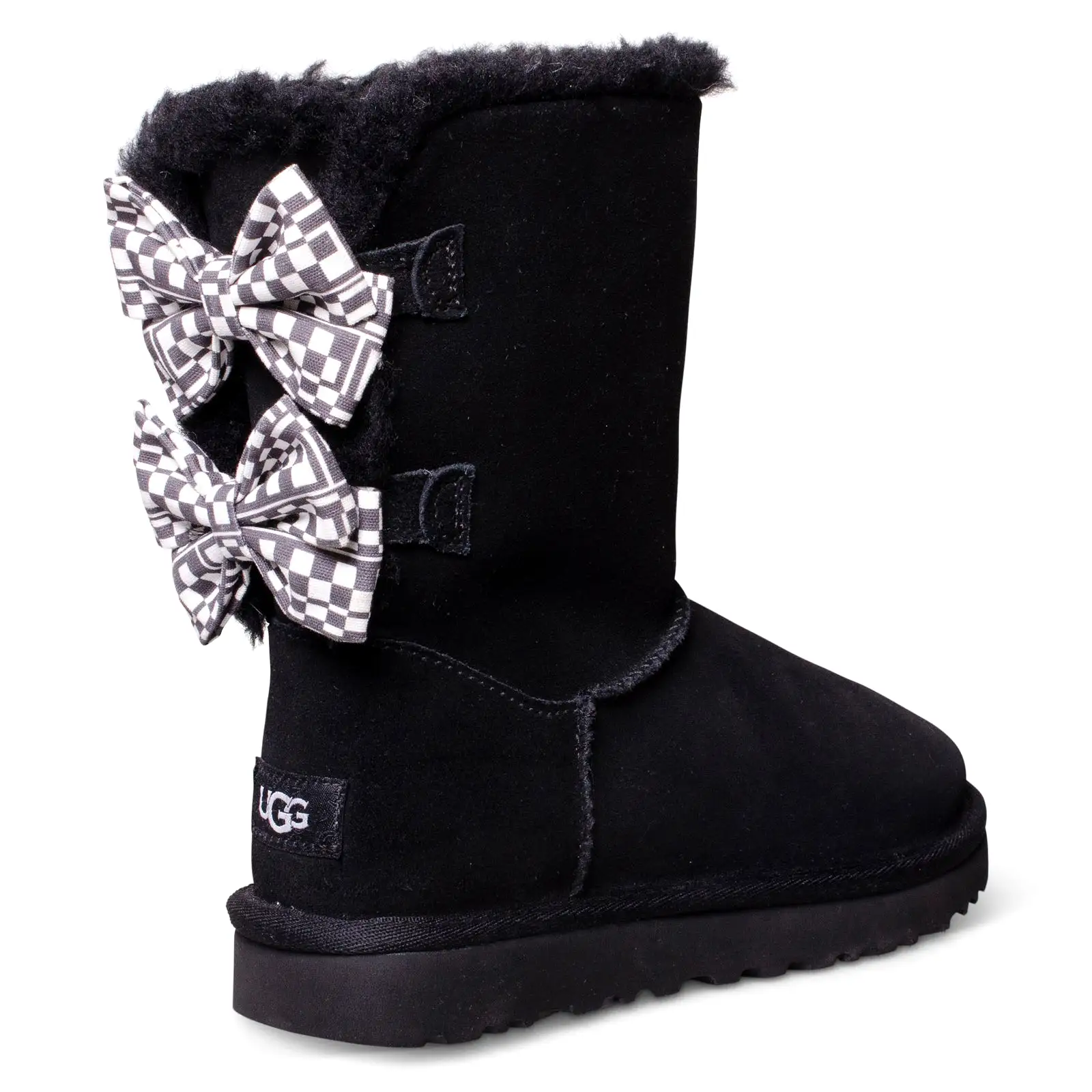 UGG Bailey Bow Checker Black Boots - Women's