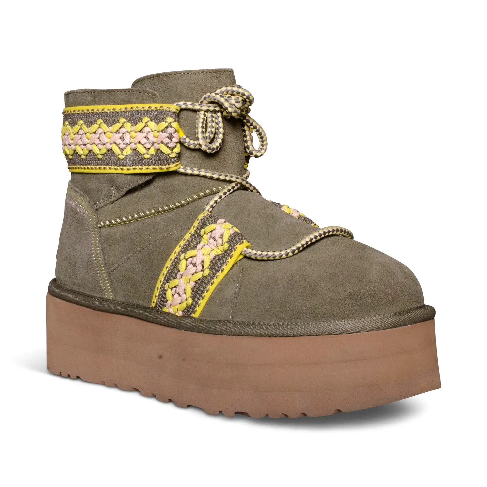 UGG Classic Mini II Braid Platform Burnt Olive Boots - Women's