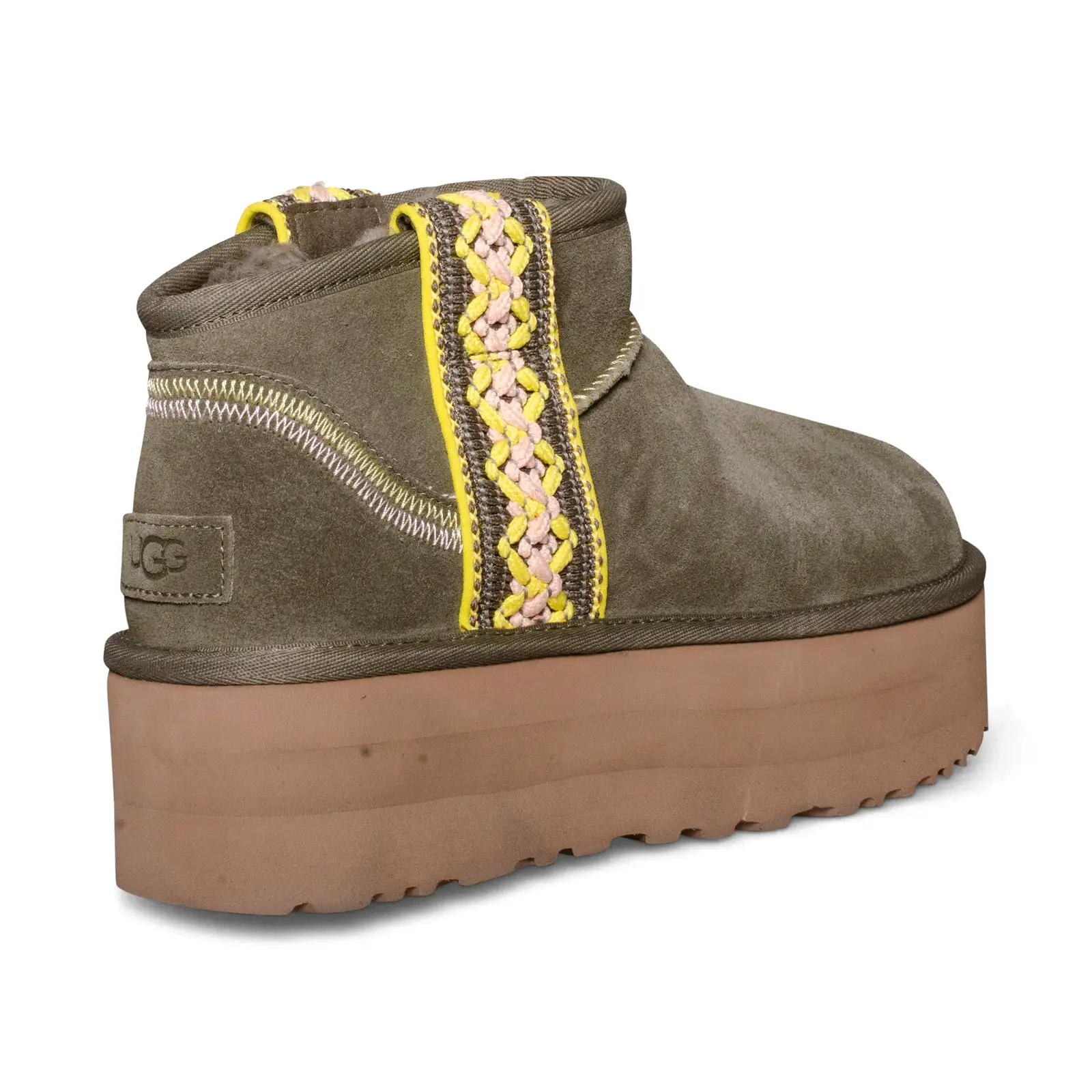 UGG Classic Ultra Mini Braid Platform Burnt Olive Boots - Women's