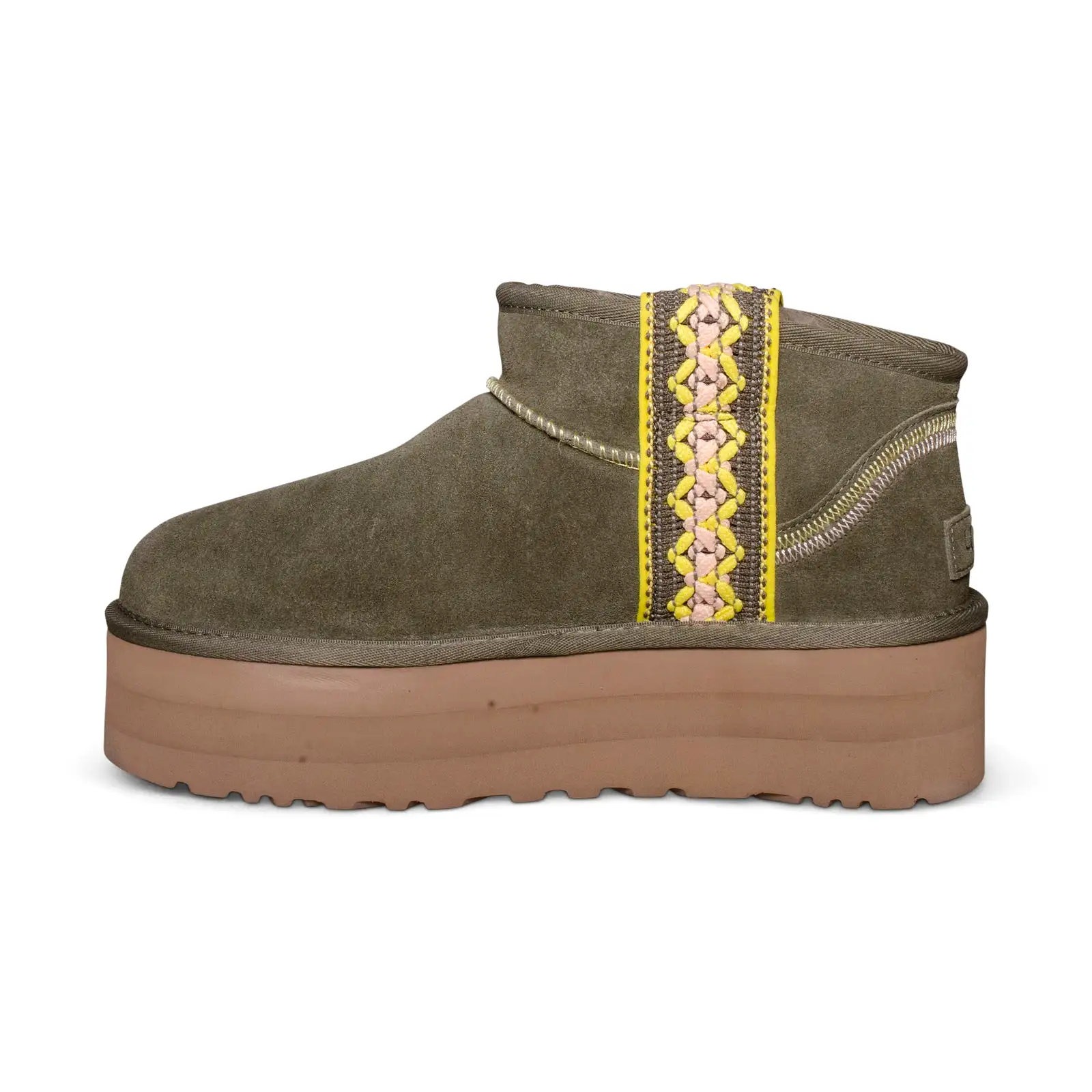 UGG Classic Ultra Mini Braid Platform Burnt Olive Boots - Women's