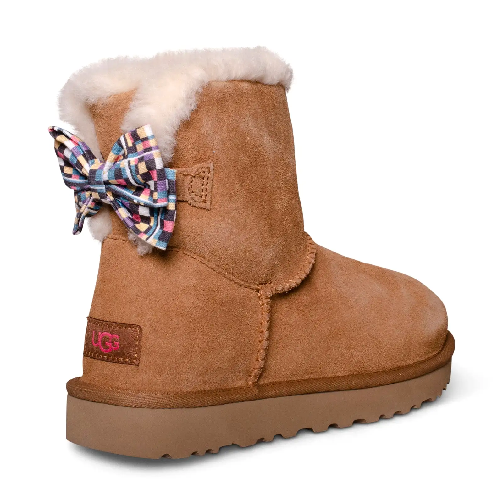 UGG Mini Bailey Bow Checker Chestnut Boots - Women's