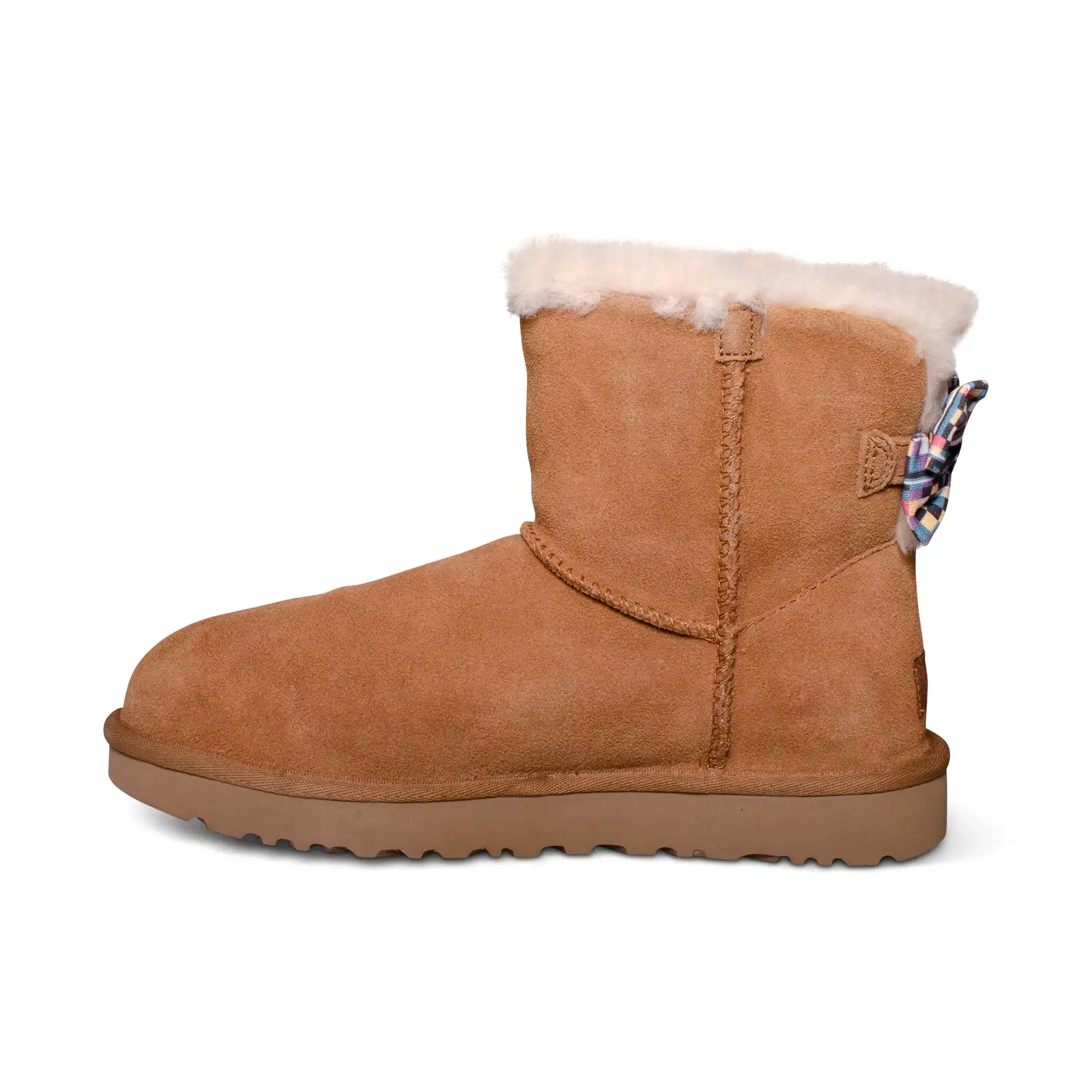 UGG Mini Bailey Bow Checker Chestnut Boots - Women's