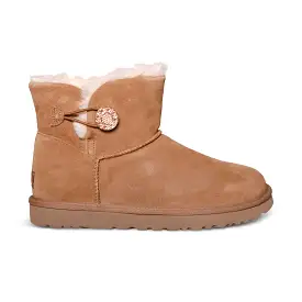 UGG Mini Bailey Button Crystals Chestnut Boots - Women's