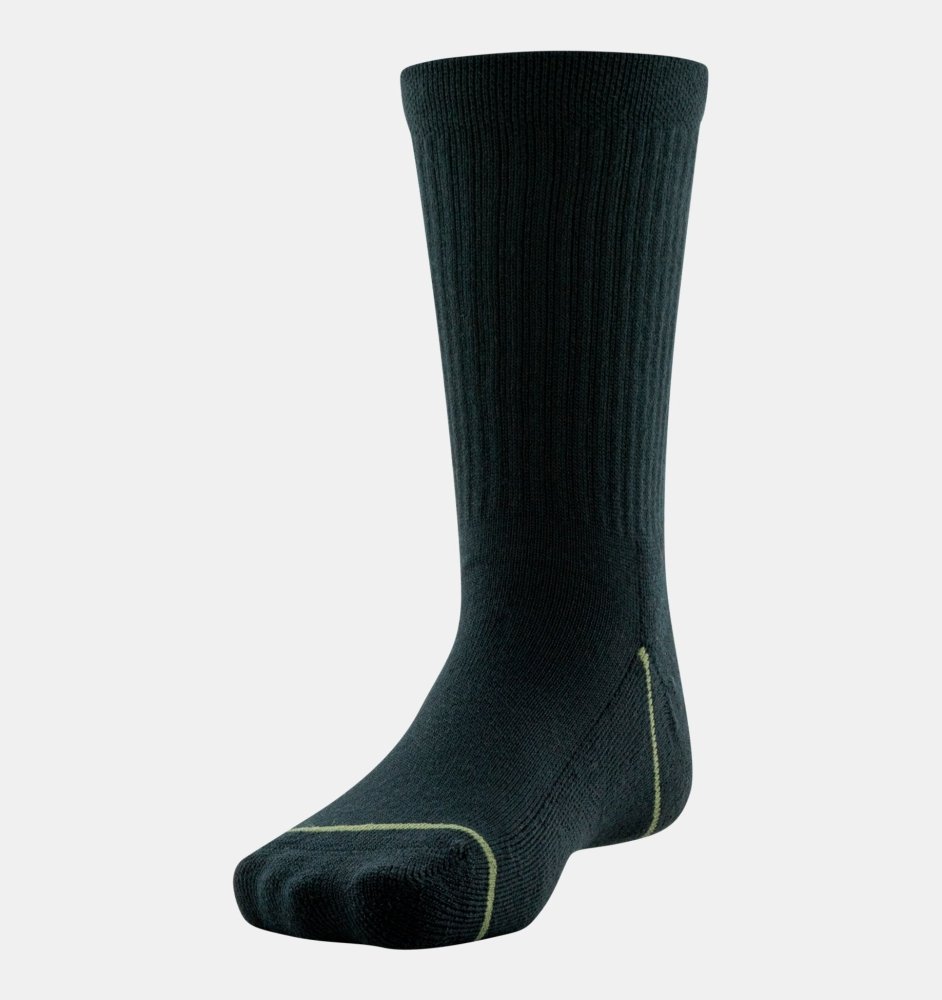 Under Armour Boys' UA Phenom 3-Pack Crew Socks - Marine OD Green/Black/Pitch Gray