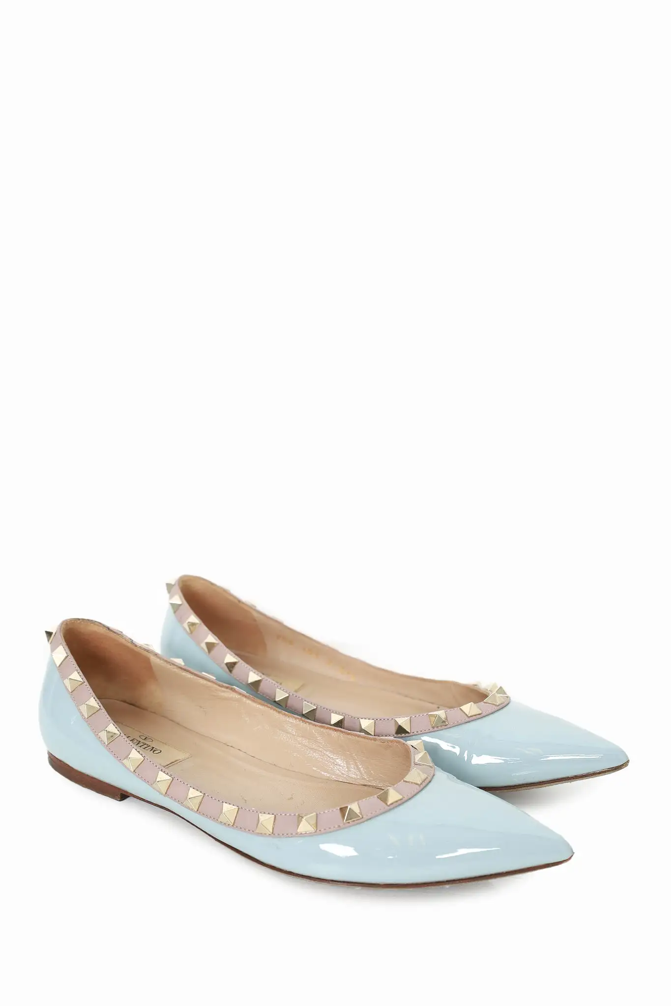 Valentino Blue Patent Rockstud Flats Size 37.5