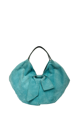 Valentino Blue Suede Bow Snake Handle Large Tote