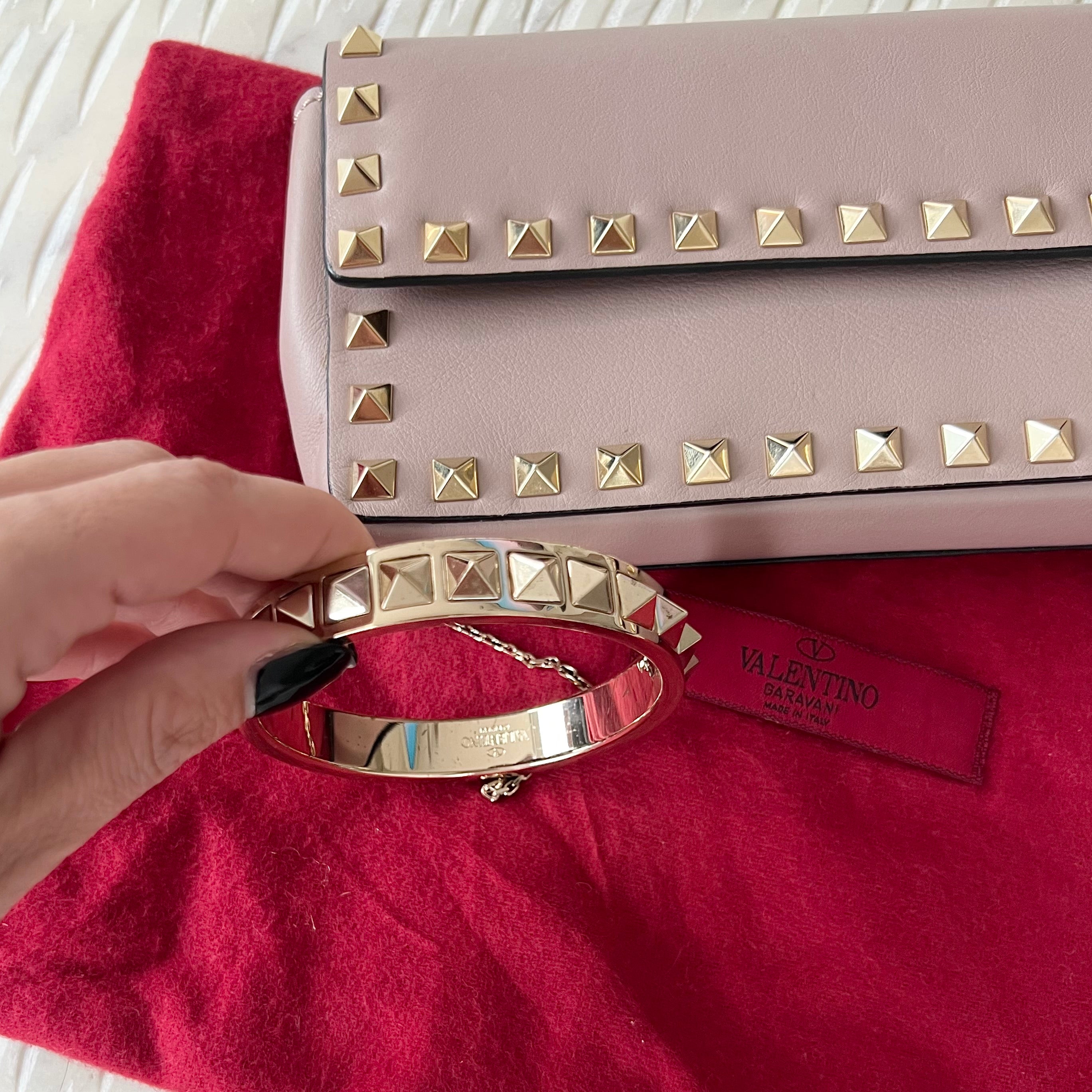 Valentino Garvani Rockstud Wristlet Clutch Bag