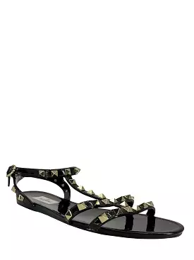 Valentino Jelly Flat Rockstud Ankle Strap Sandals Size 9