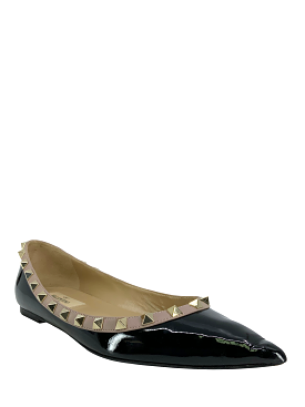 Valentino Patent Leather Rockstud Ballerina Flats Size 6.5