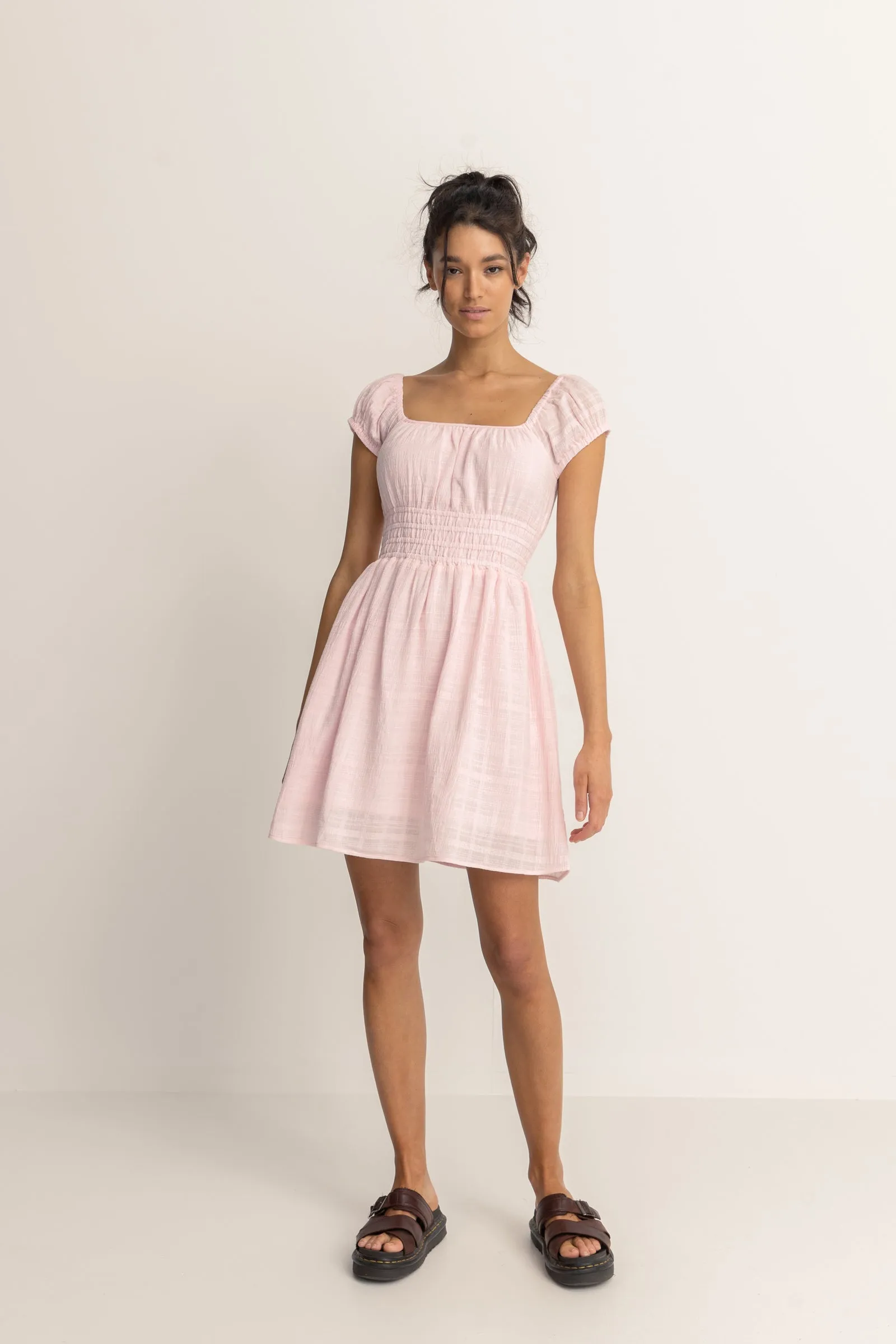 Washed Out Cap Sleeve Dress Pink