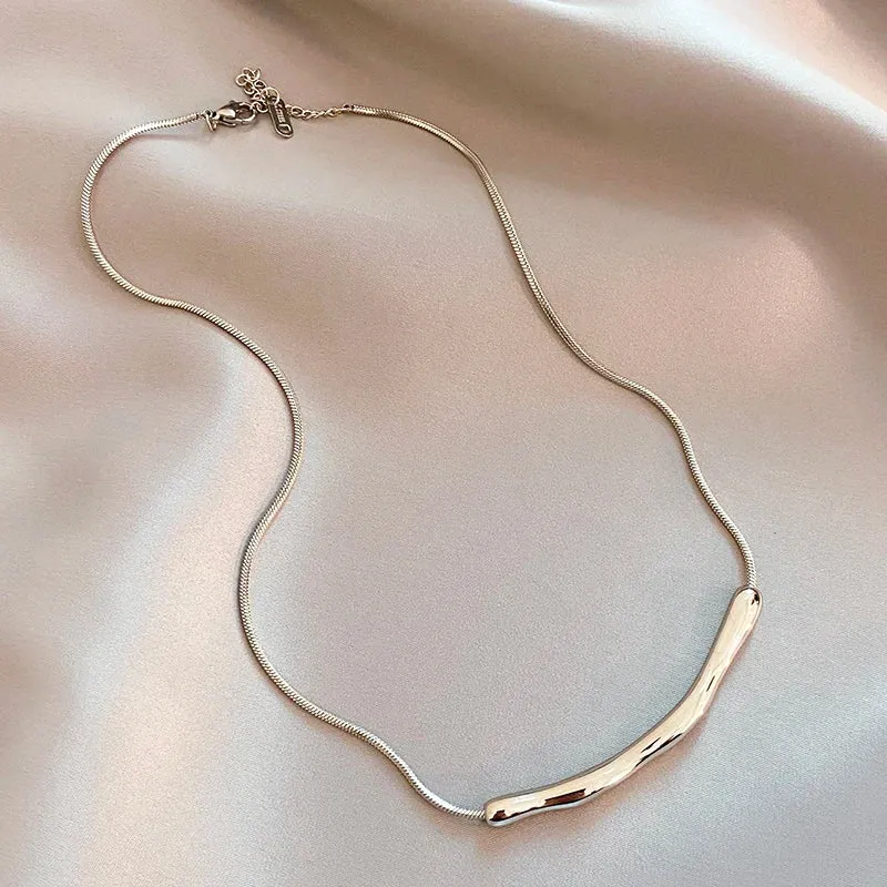 Women Simple Stainless steel Gold Color Collarbone Chain For Women’s Fashion Short Necklaces Jewelry