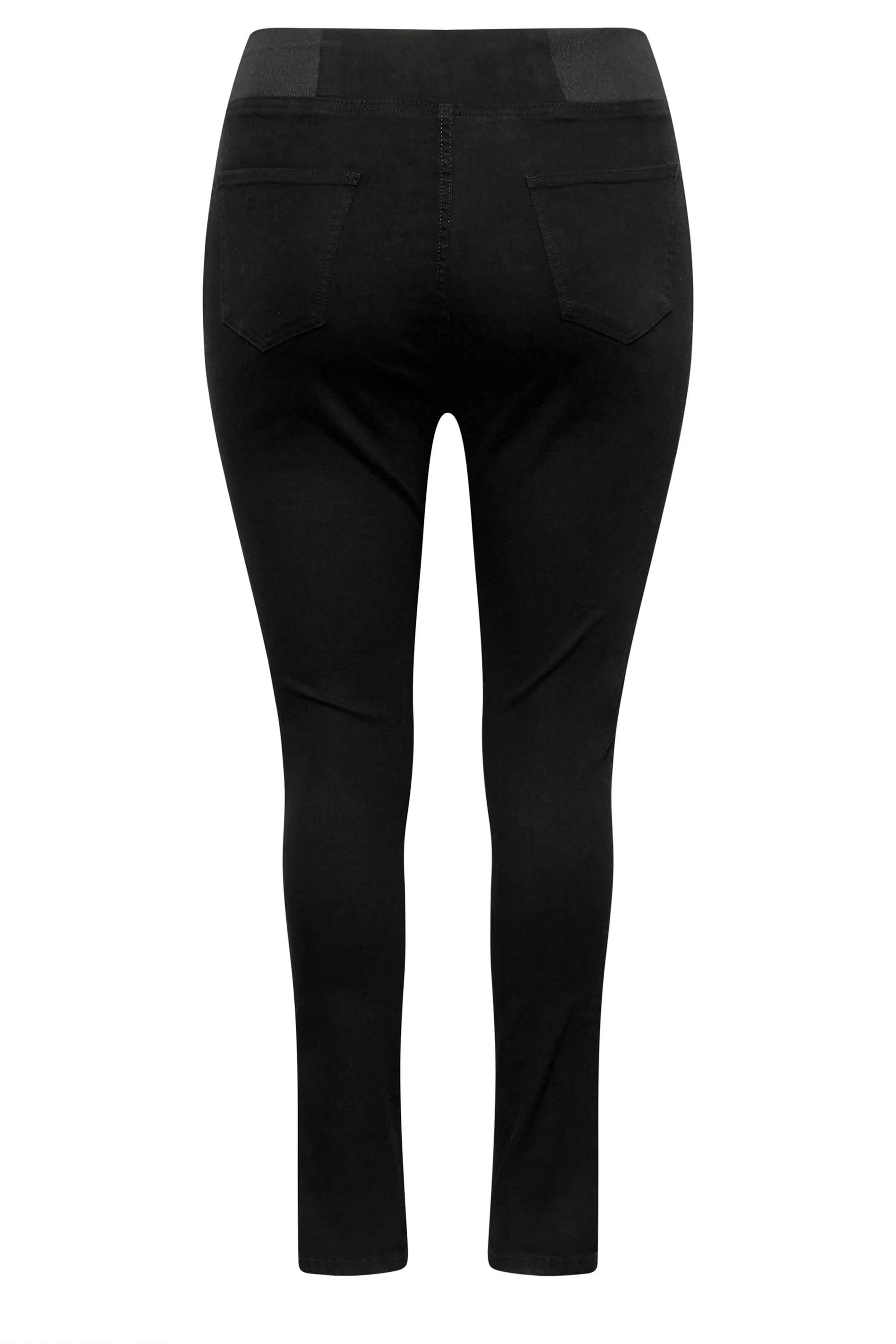 YOURS Curve Black Elasticated Insert Split Hem Stretch Jeggings