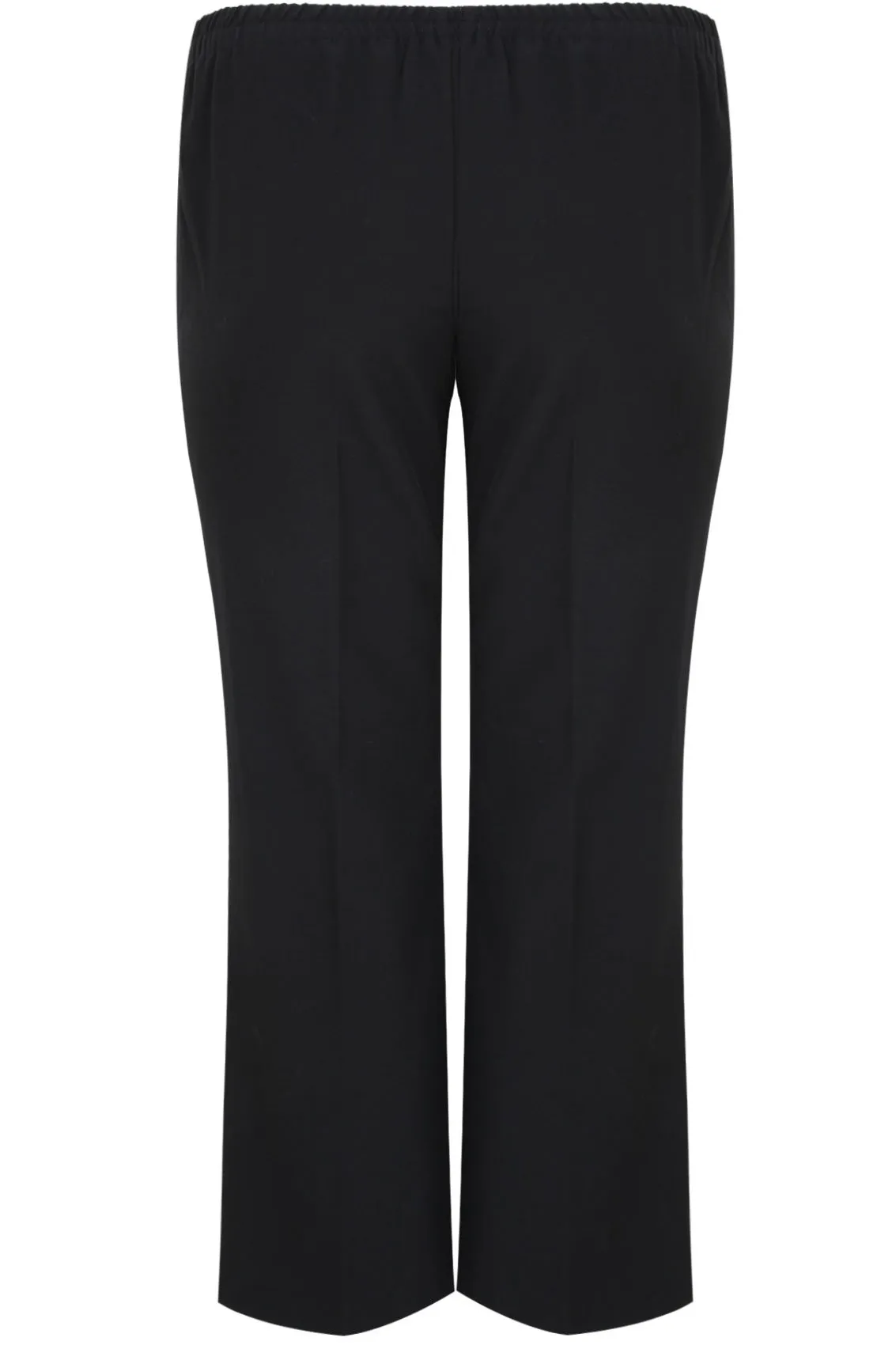 YOURS Curve Black Elasticated Stretch Straight Leg Trousers