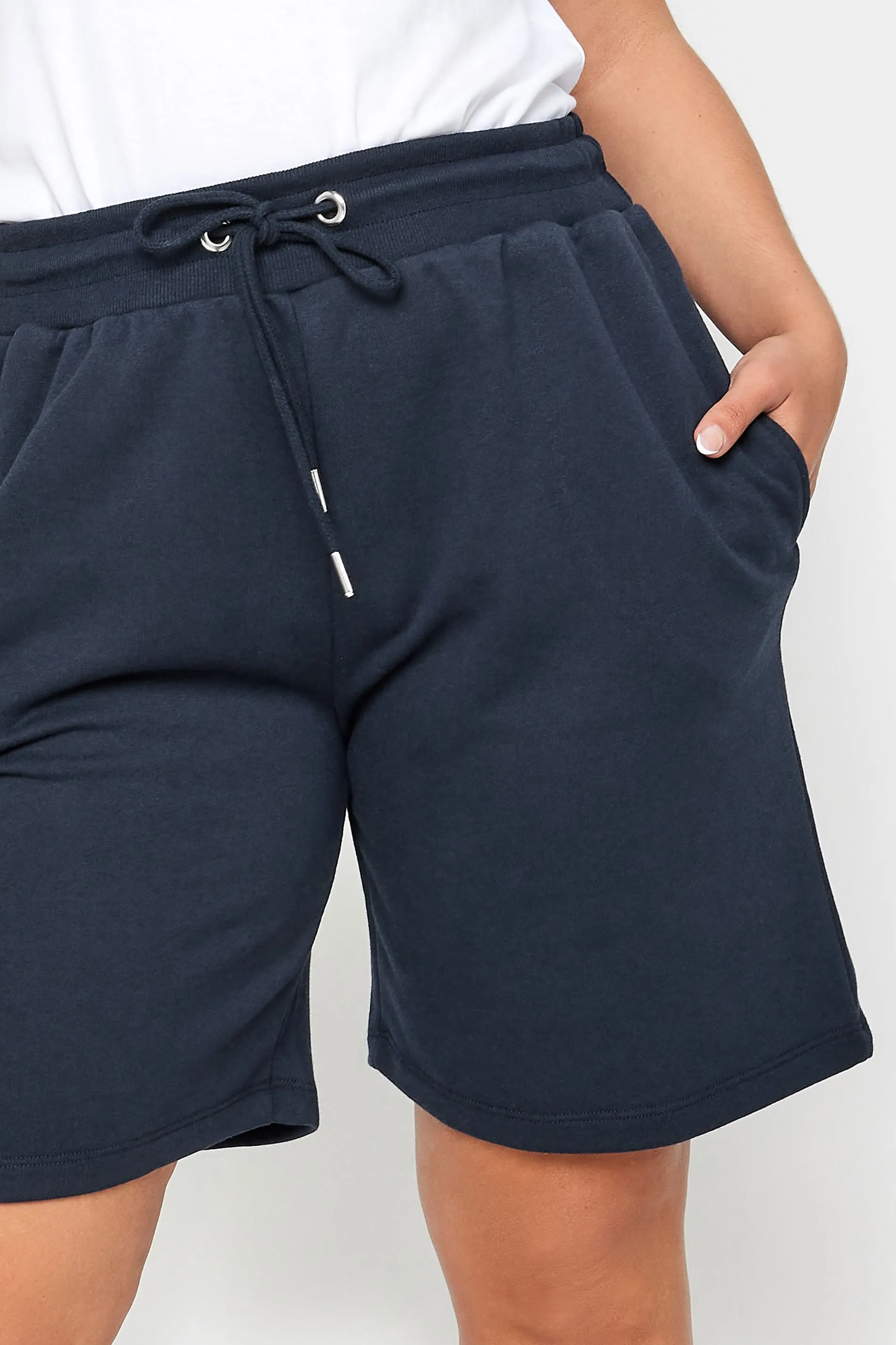 YOURS Curve Navy Blue Elasticated Jogger Shorts